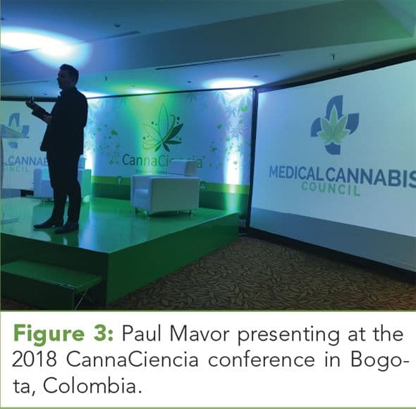 Figure 3: Paul Mavor presenting at the 2018 CannaCiencia conference 