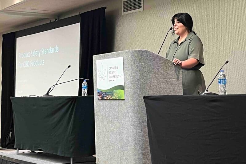 Cristelle Santos presenting “Product Safety Standards for CBD Products" in the Compliance Track at the Cannabis Science Conference.